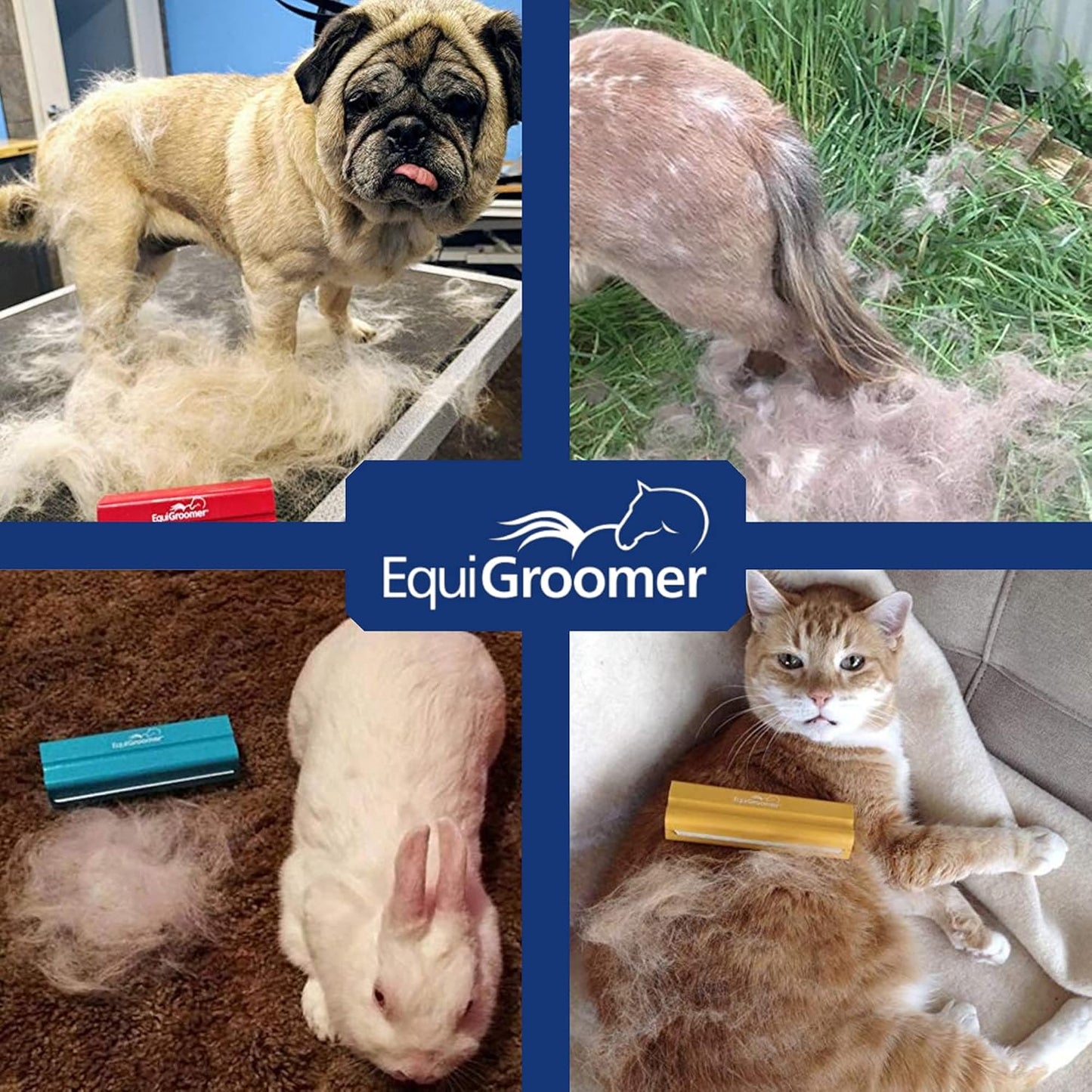 EquiGroomer Deshedding Brush for Dogs and Cats | Undercoat Deshedding Tool for Large and Small Pets | Comb Removes Loose Dirt, Hair and Fur While | Perfect for Short and Long Hair Grooming Shedding