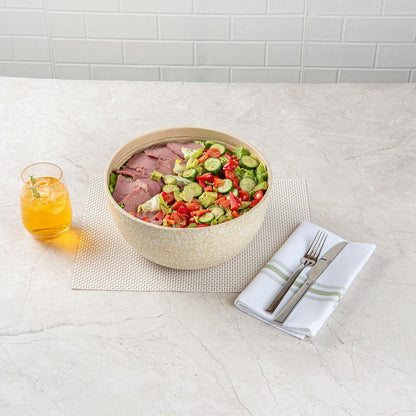 Restaurantware-Bambuddha 51 Ounce Extra Large Salad Bowl, 1 Heavy-Duty Round Salad Bowl - Sustainable, Reusable, Blue Bamboo Serving Dish, for Serving Salads, Fruits, and Appetizers