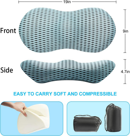 Lumbar Support Pillow for Lower Back Pain Relief – Ergonomic Streamline Memory Foam Cushion for Office Chair, Car Seat, Bed, and Sleeping – Ideal for Drivers and Office Workers (Black)