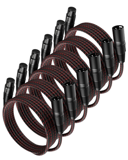 VANDESAIL XLR Cables 25ft 2 Pack, Durable Nylon Braided XLR Microphone Cable, Mic Cable, Shielded and Fully Balanced OFC Male to Female Cord for Recording Mixer Amplifie Speaker Black White
