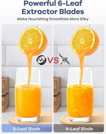 Smoothie Blender, Ganiza Blenders for Smoothies with 15-Piece Blender and Grinder Combo, 4 BPA-Free Personal Blender Cup, for Shakes, Protein Drinks, Fruit Vegetable Drink, Nuts, Spices, Coffee Beans