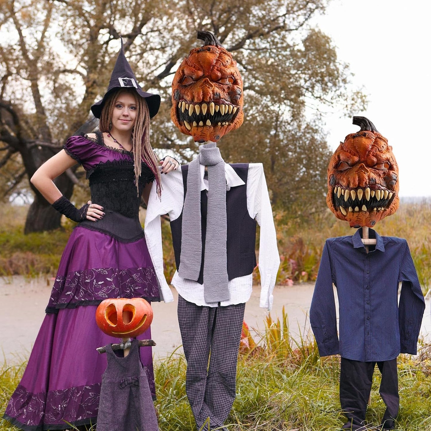 Pumpkin Mask Halloween Gifts Scary Decorations For Adults Creepy Costumes Men Spooky Horror Head Masks With Teeth Outdoor