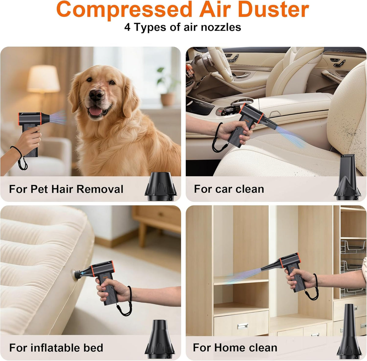 Compressed air Duster & Small Vacuum,150000RPM 3in1 Computer Vacuum Cleaner