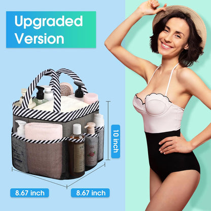 Attmu Mesh Shower Caddy Portable for College Dorm Room Essentials with 8 Pockets, Hanging Shower Caddy Basket Tote Bag Toiletry Accessories for Bathroom