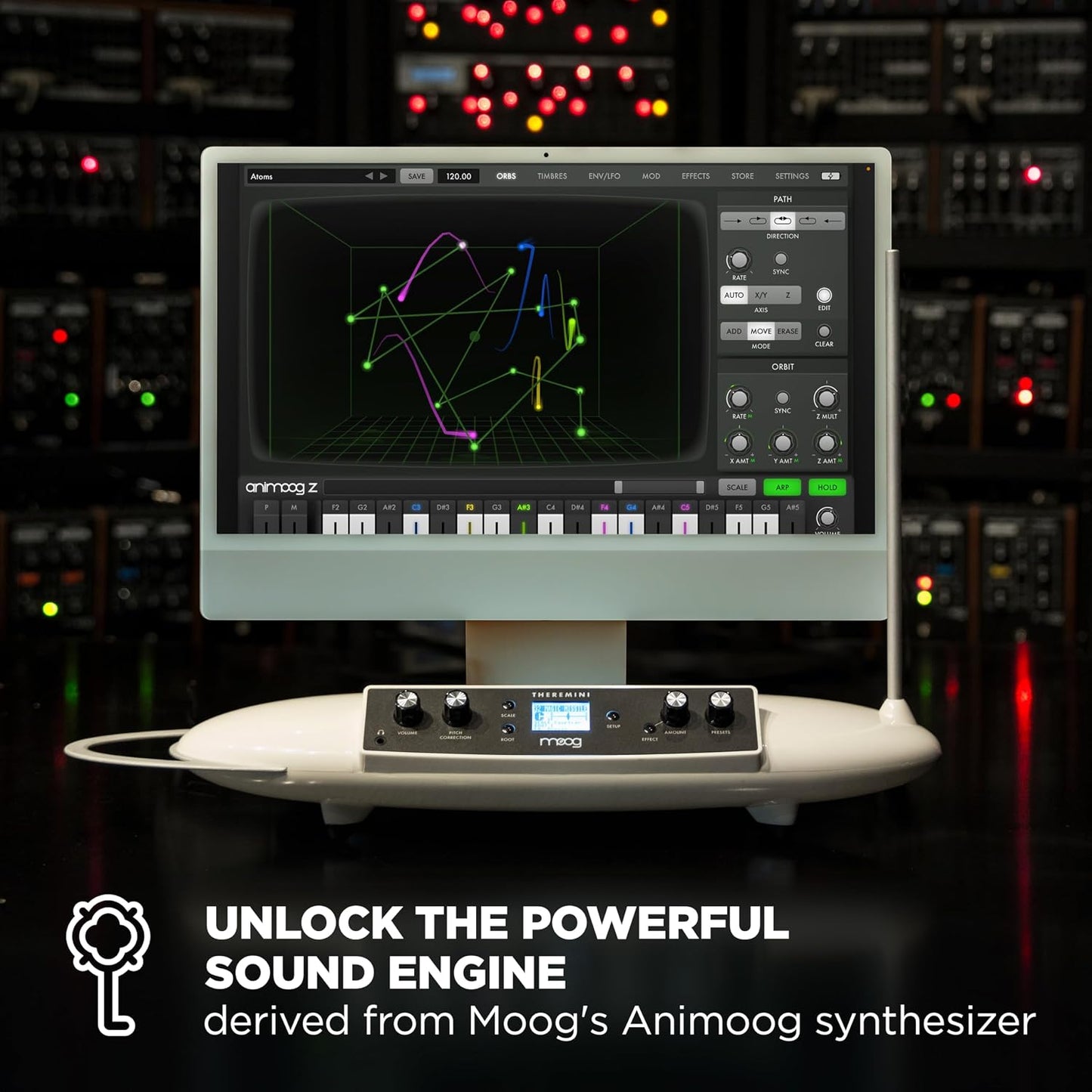 Moog Theremin - Theremini | Pitch Correction, CV Out, Built-In Tuner and Speaker, AniMOOG Synthesizer Sound Engine with 32 Presets, LCD Screen