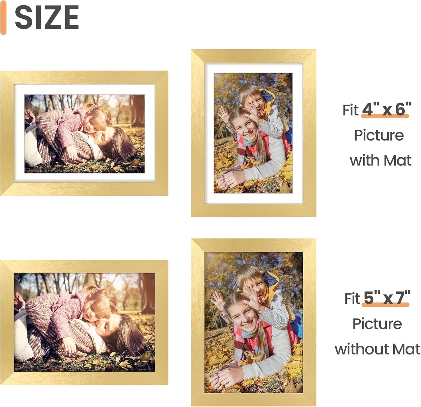 upsimples 11x14 Picture Frame, Display Pictures 8x10 with Mat or 11x14 Without Mat, Wall Hanging Photo Frames, Black