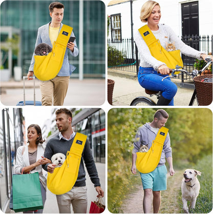 Cuby Adjustable Dog Cat Sling Padded Hard Bottom Pet Carrier Sling Soft Carrying Puppy Bag for Small Dogs Cats Outdoor Travel (Grayish-White)