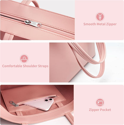 KALIDI Tote Bag Zipper Shoulder Bag Faux Leather Purses for Women Large Casual Handbag Work Dating College