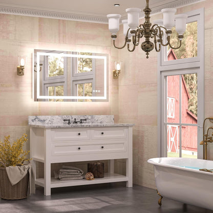 TETOTE LED Bathroom Mirror 20x28 Frontlit & Backlit Lighted Vanity Mirror Anti Fog Stepless Dimmable 3 Colors White/Warm/Natural,Double Lights,Wall-Mounted(Horizontal/Vertical)