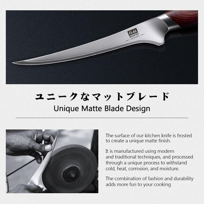 SHAN ZU Fillet Knife 7 inch, Razor Sharp Boning Knife for Meat in 10Cr15Mov Japanese High Carbon Steel Fish Knife, Professional Kitchen with Flexible Blade and Ergonomic Pakkawood Handle