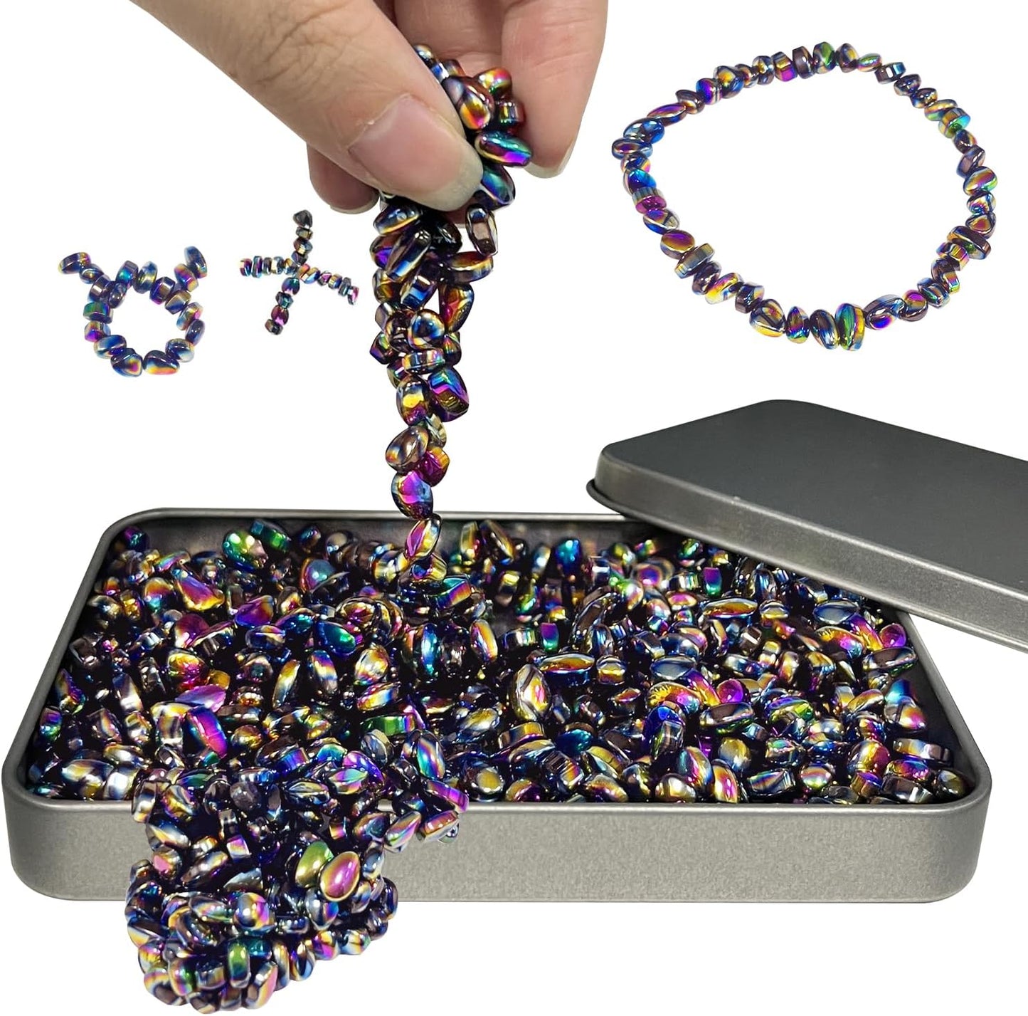 Ferrite Putty Magnetic Stones Fidget Toy Set (510 Pieces) – Stress Relief Desk Toy for Adults, Portable Anxiety Relief, Colorful Magnetic Putty in Tin