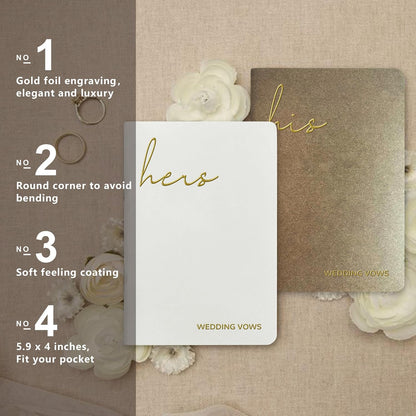WeddingGiftsWedding Vow Books His and Hers Soft Touch Gold Foil Engraving Vow Books Wedding Essentials Wedding Accessories(TR-HH-Black)