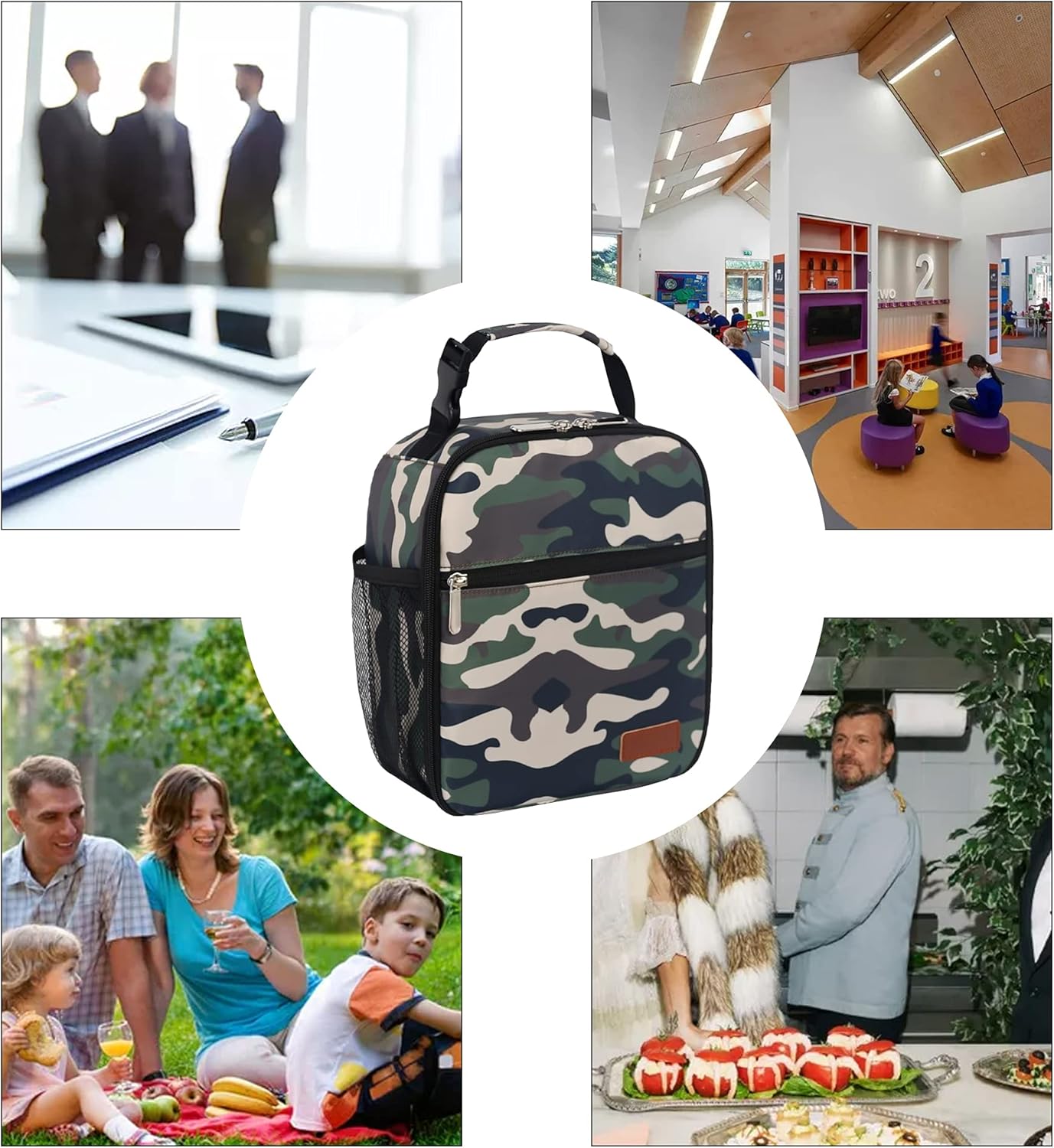 Lunch Box for Men Women Adults Small Lunch Bag for Office Work Picnic - Reusable Portable Lunchbox, Black