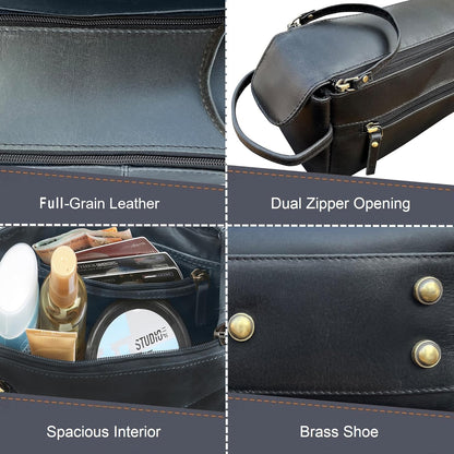 Genuine Leather Travel Toiletry Bag - Hygiene Organizer Dopp Kit by Rustic Town