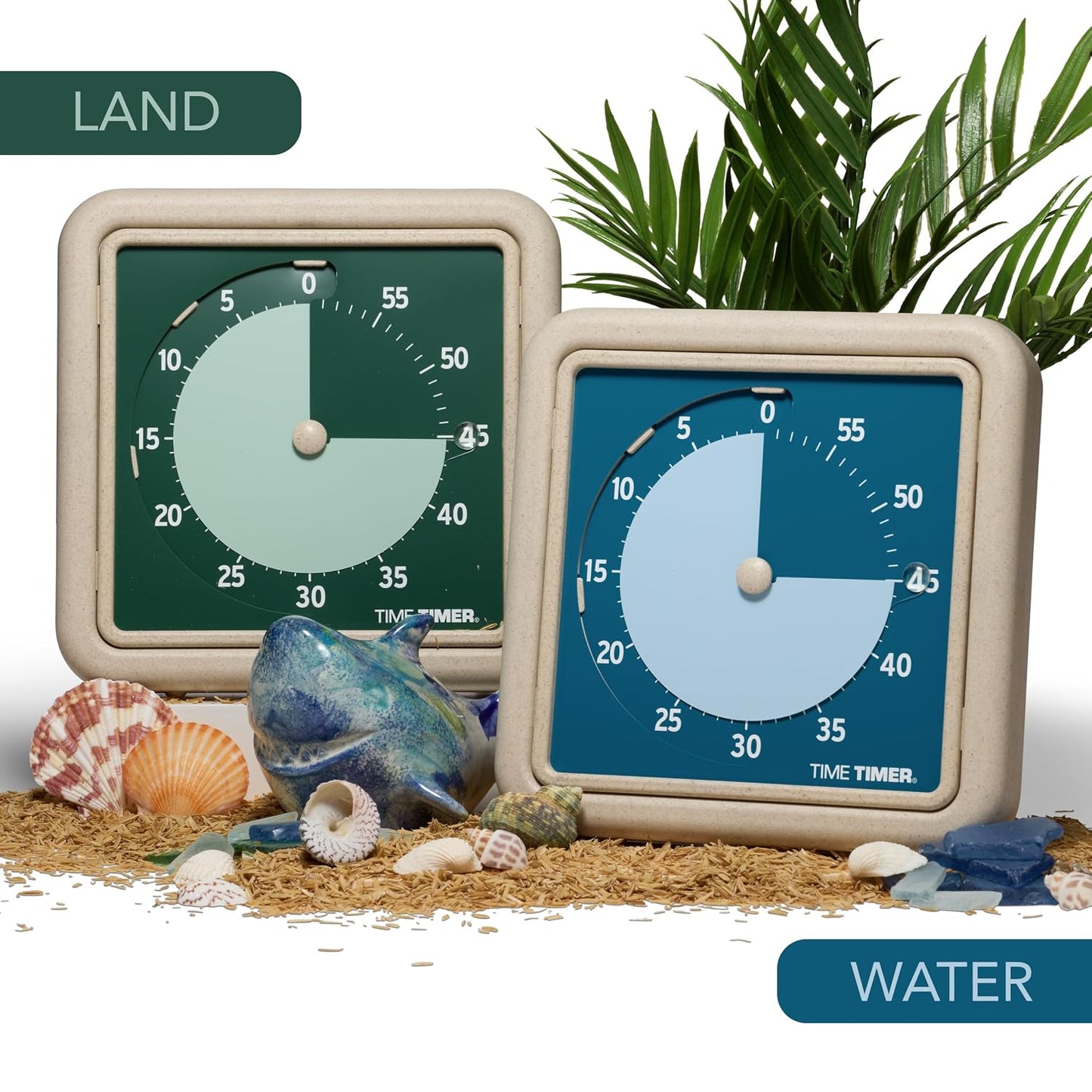Time Timer® Retro 8 inch Eco Edition Visual Timer - 60 Minute Desk Countdown Clock Made with at Least 20% Natural Plant Material- Blue Water