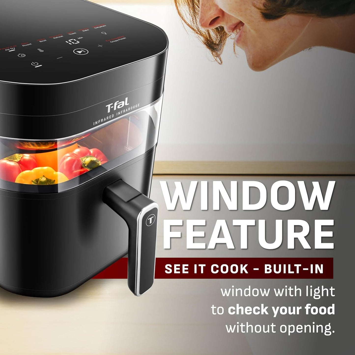 T-fal Infrared 2.0 Air Fryer, 8-in-1, Extra Large 7L / 7.3Qt., Infra-Heat Technology, Dual heating design, No pre-heating, Faster, Juicier and Crispier, Black
