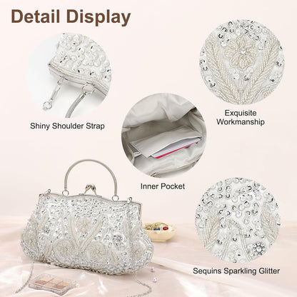 DTGN Clutch Purse Evening Clutch Bag Handbag Cross Body Bag Wallet for Women Formal Wedding Club Party