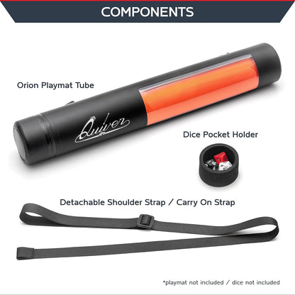 Black Orion Playmat Tube - TCG MTG Playmat Tube Case Bag with Waterproof Zipper, Hidden Dice Pocket, Adjustable and Removable Shoulder Strap, See-Through Window, Perfect for Both 14" and 15" playmats