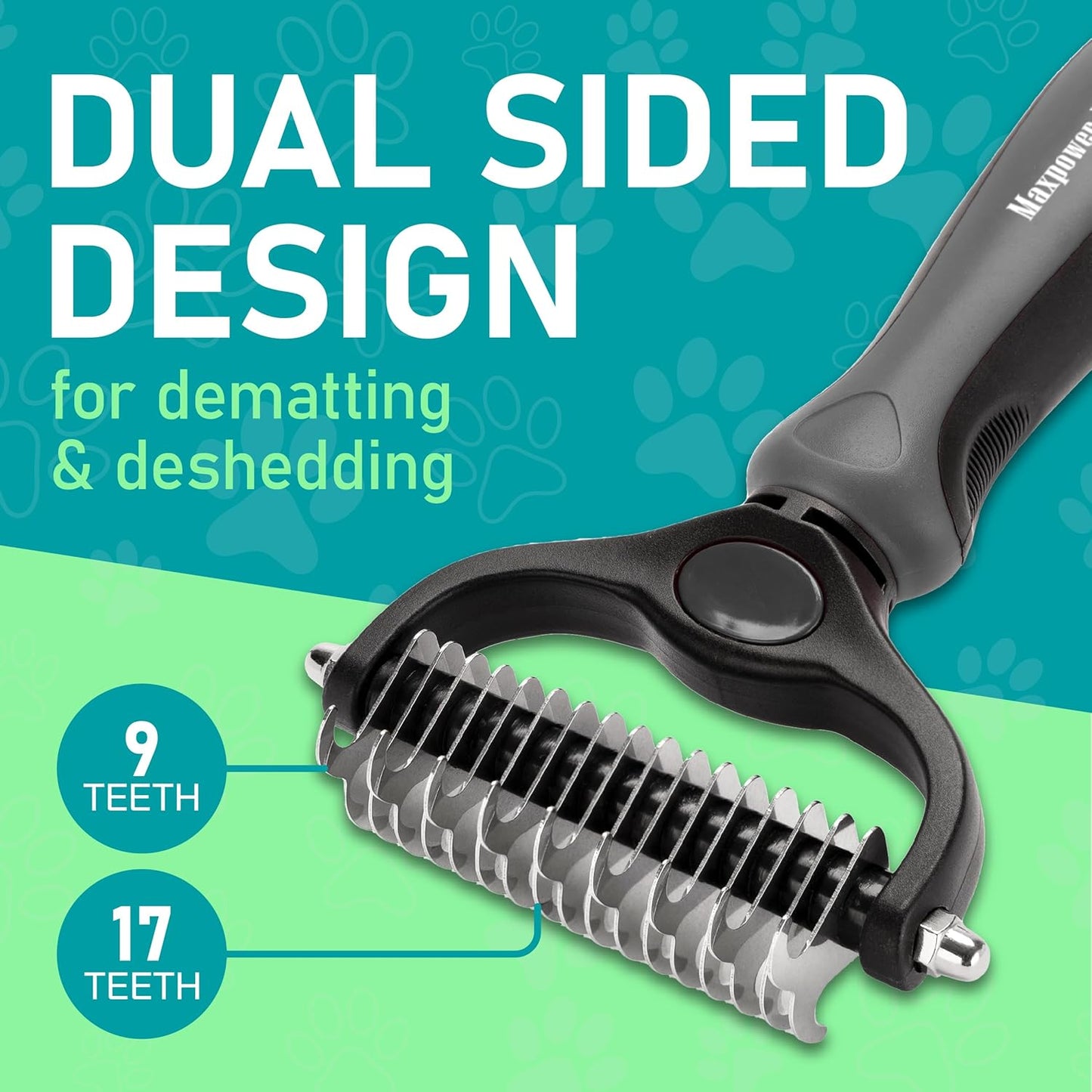 Maxpower Planet Pet Grooming Brush - Double Sided Shedding, Dematting - Undercoat Rake for Dogs - Dog Grooming Brush - Deshedding Brush for Dogs - Dog Brush, Cat Brush, Reduce Shedding by 95%, Black