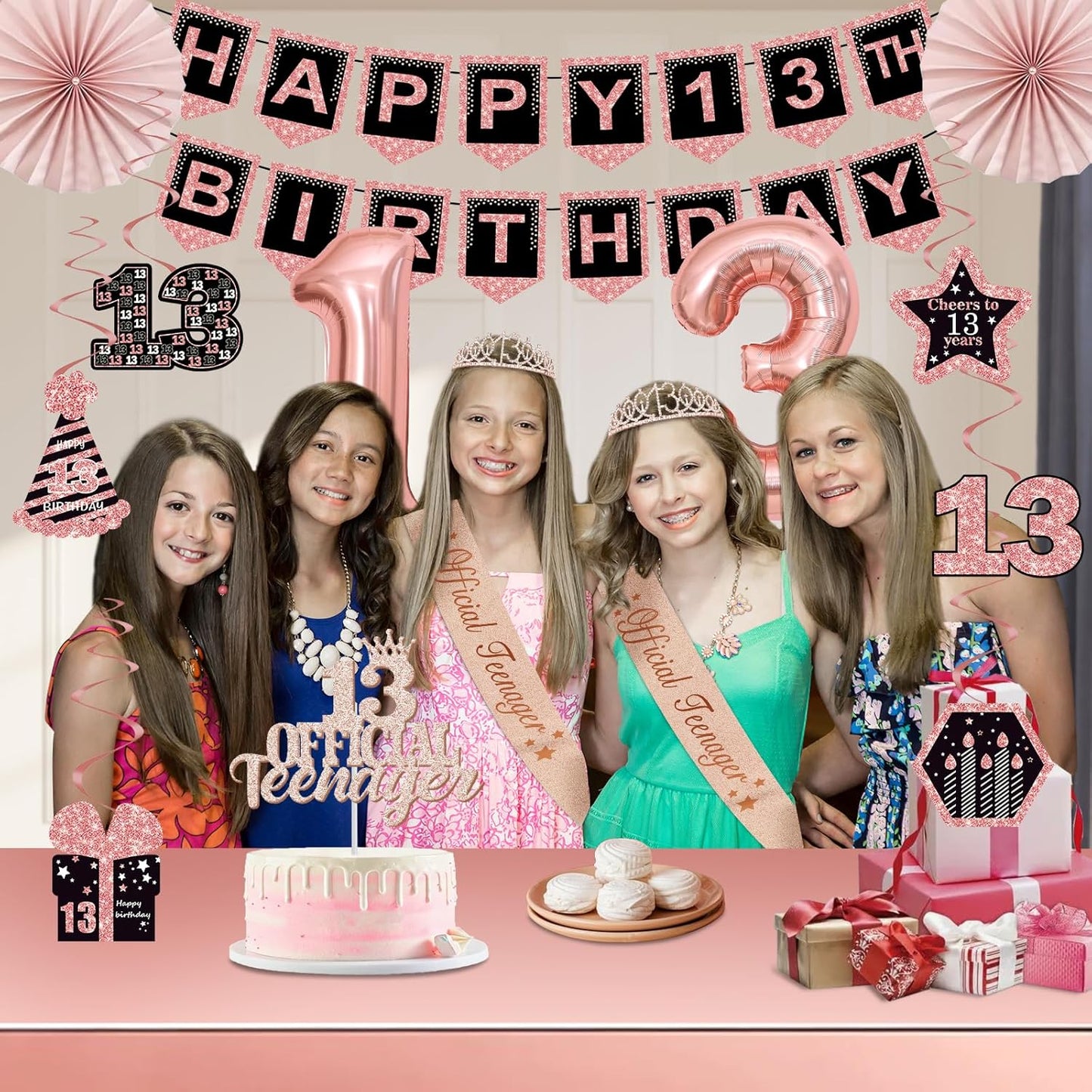 40th Birthday Decorations for Women,32pcs 40th Birthday Party Decorations,Including Backdrop, Crown,Sash,banner, Hanging Swirl,Cake Topper,balloons,Paper Fans,Anniversary Card and paper fans