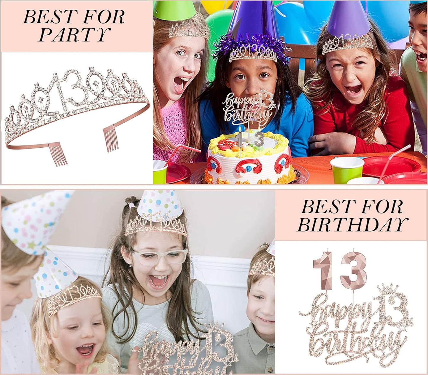 8pcs 40th Birthday Decorations gifts for Women, Including 40th Happy Birthday Cake Topper, Queen Sash with Pearl Pin, Sweet Rhinestone Tiara Crown for Women, Number Candles and Balloons (Rose Gold)