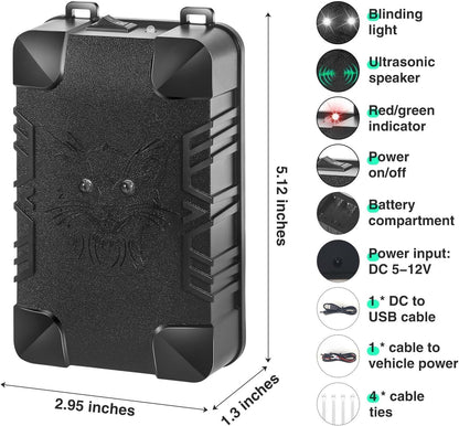 OBEST 2 Pack Under Hood Rodent Repellent, Battery Operated Mouse Squirrel Rat Deterrent with Strobe Light, Smart Detectio Keep Rodents Out of Car, Boat Garage Attic Barn, Sound Frequency 16 kHz