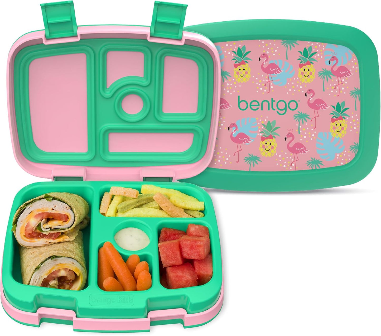 Bentgo Kids Prints (Unicorn) - Leak-Proof, 5-Compartment Bento-Style Kids Lunch Box - Ideal Portion Sizes for Ages 3 to 7 - BPA-Free and Food-Safe Materials