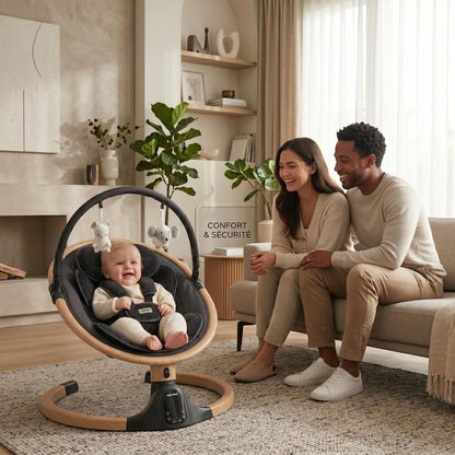 Baby Swings for Infants, Infant Swing, 3 Seat Positions, 5 Point Harness Belt, 5 Speeds and Remote Control - Portable Baby Swing for Indoor and Outdoor