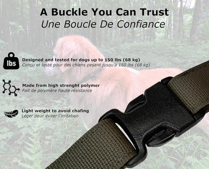 GOOSEMAN’S Gear - Dog Collar Medium and Large Breed - Made in Canada - Military Grade Buckle (Collier Pour Chien) (Ranger Green, X-Large)