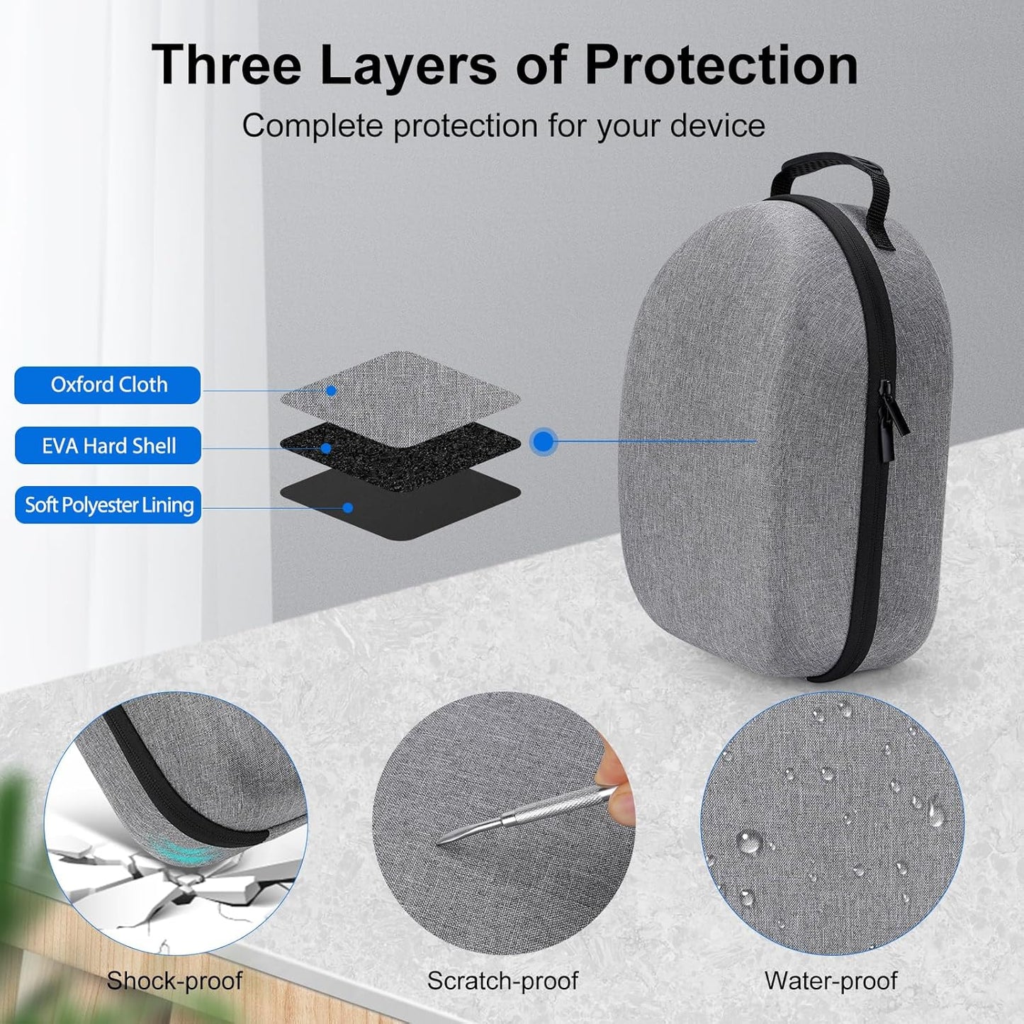 Dreaazhi Hard Carrying Case Compatible with Meta Quest 3S/Quest 3, Accessories VR Gaming Headset with Elite Strap, Touch Controllers, Ultra-Sleek Design for Travel Storage