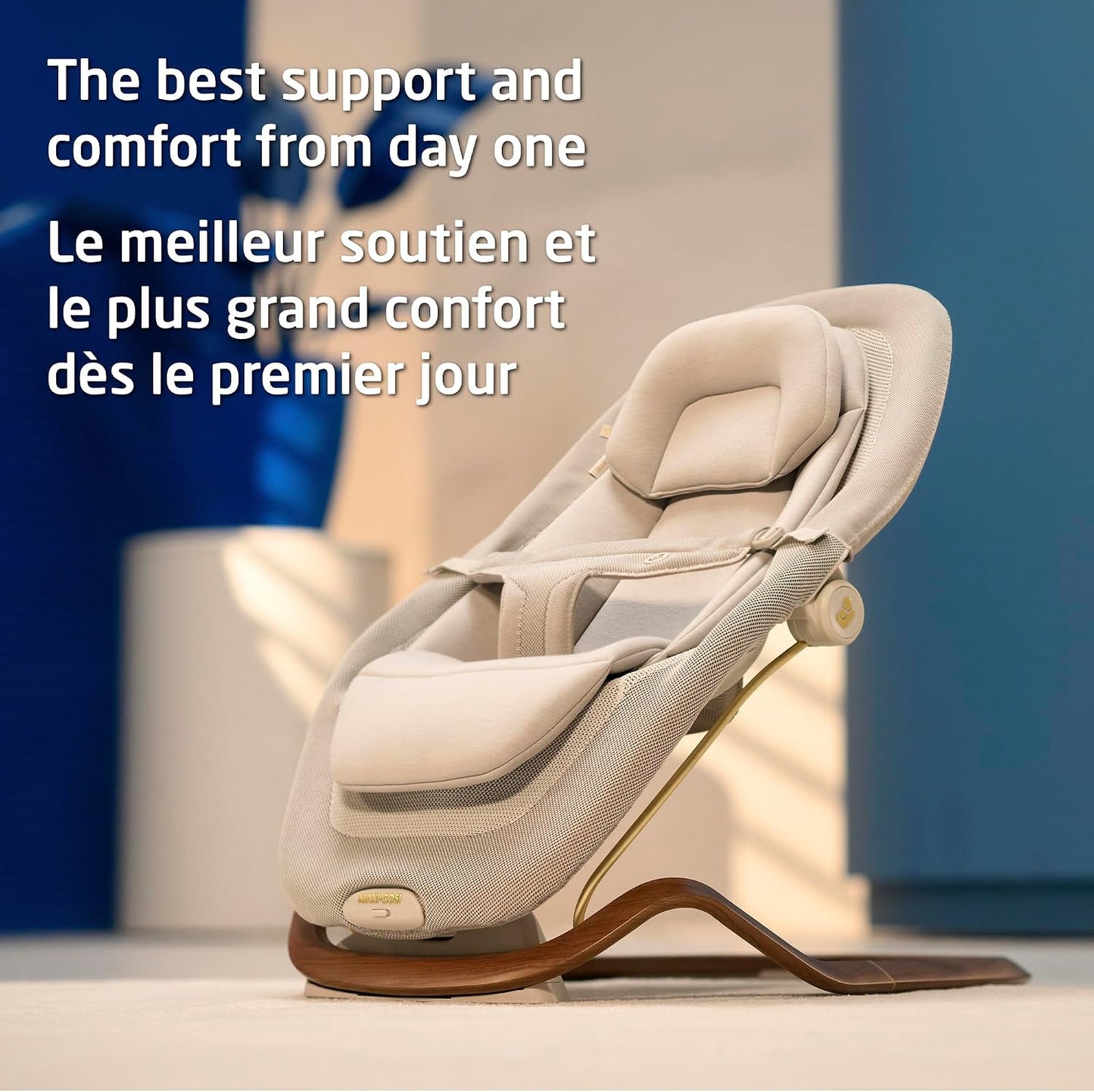 Maxi-Cosi Dove Pro Baby Bouncer – Elegance Bronze Natural Bouncing, Vibrating, Compact Fold, Lightweight, 3-Position Recline, Washable Fabrics, Fits Newborn to Toddler