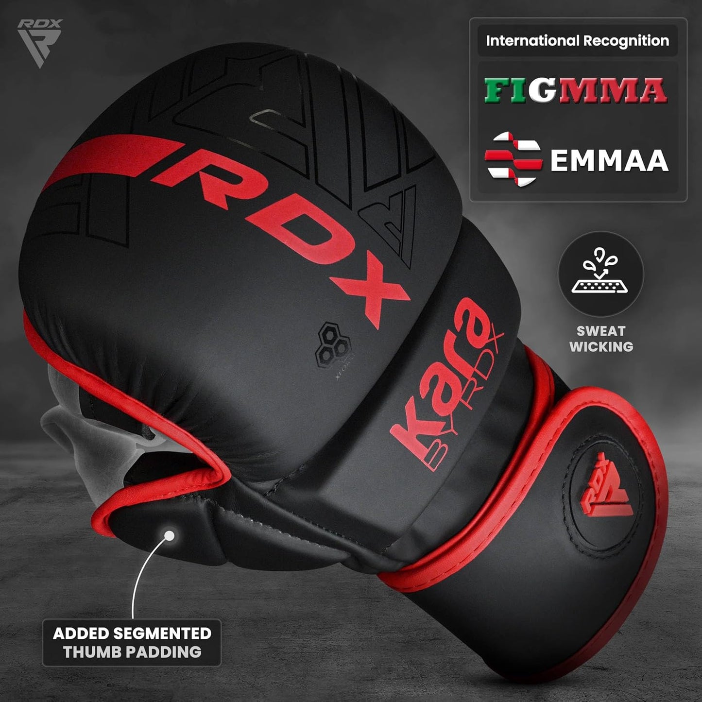 RDX MMA Gloves Sparring Grappling, Hybrid Open Palm Martial Arts Mitts Men Women, Maya Hide Leather Wrist Support, Cage Fighting Combat Sports, Muay Thai Training, Punching Bag and Kickboxing