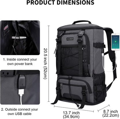 WITZMAN Travel Backpack for Men Large Carry on Backpack Convertible 3 in 1 Bags with Shoe Compartment Fit 17 Inch Laptop(B689 Black)