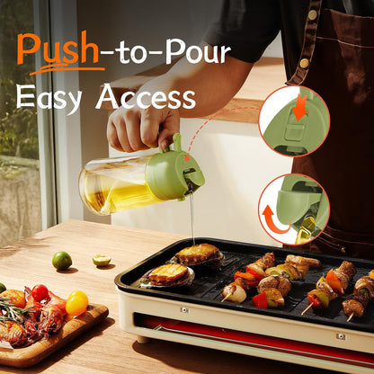 Purilite Select 470ml Glass Oil Sprayer &amp; Dispenser Bottle – 2-in-1 Flip Top