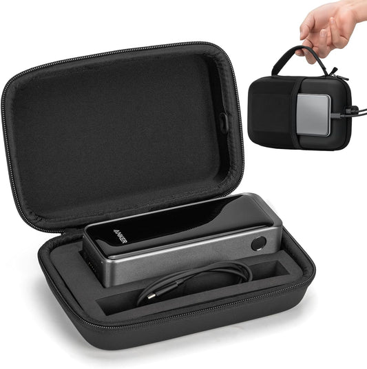 Case for Anker Prime Power Bank 27,650mAh 3-Port 250W,Battery Charging Station Hard Case Travel Carrying Storage Holder Protective Cover for USB-C Charger With Type-C Cable Hole+Side Storage(Box Only)