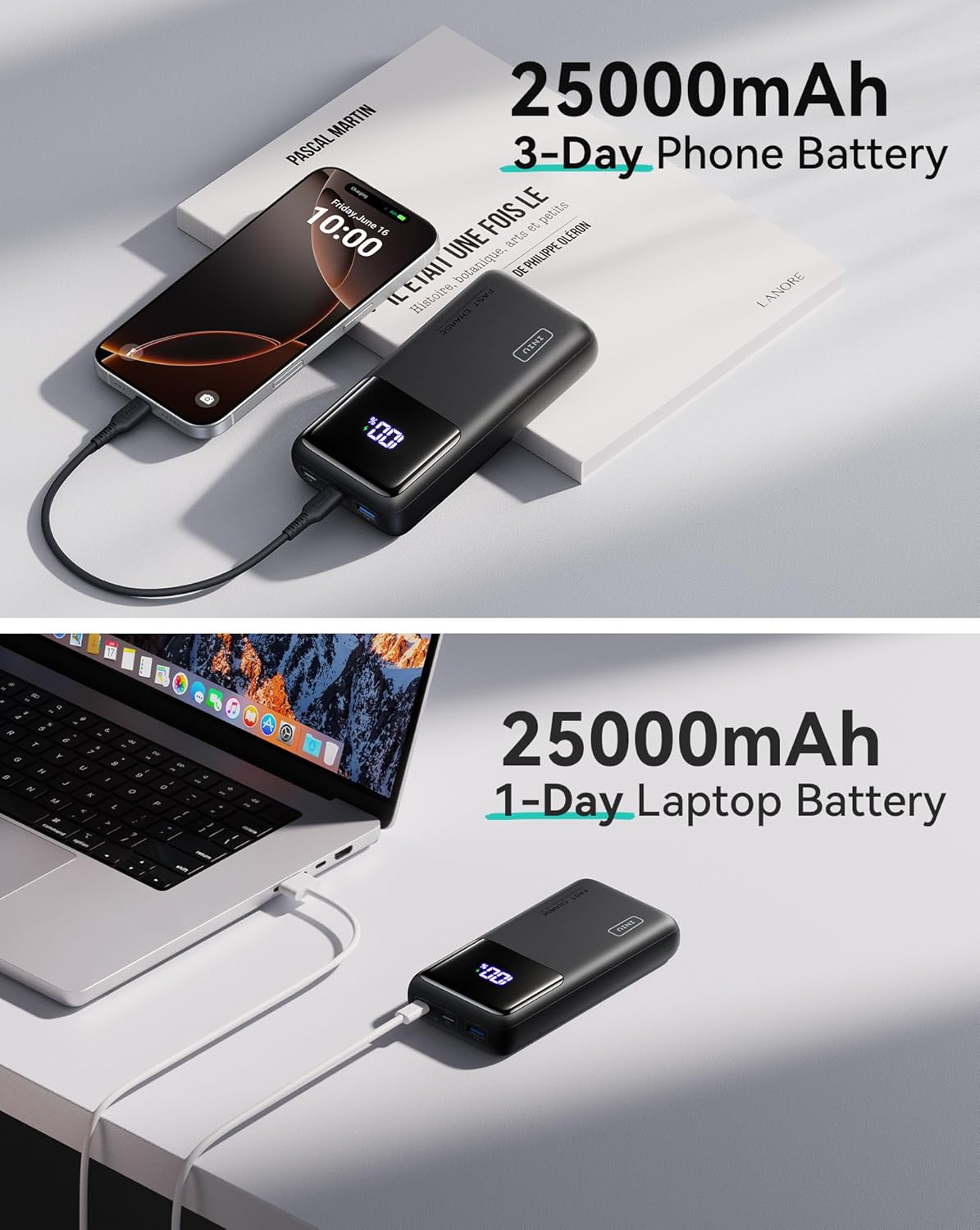 INIU Power Bank, 25000mAh 100W High Capacity Laptop & Phone Small Portable Charger, Fast Charging Flight Cruise Ship Family Trip Accessories Battery Pack for College Student Travelers Boys Girls, Blue