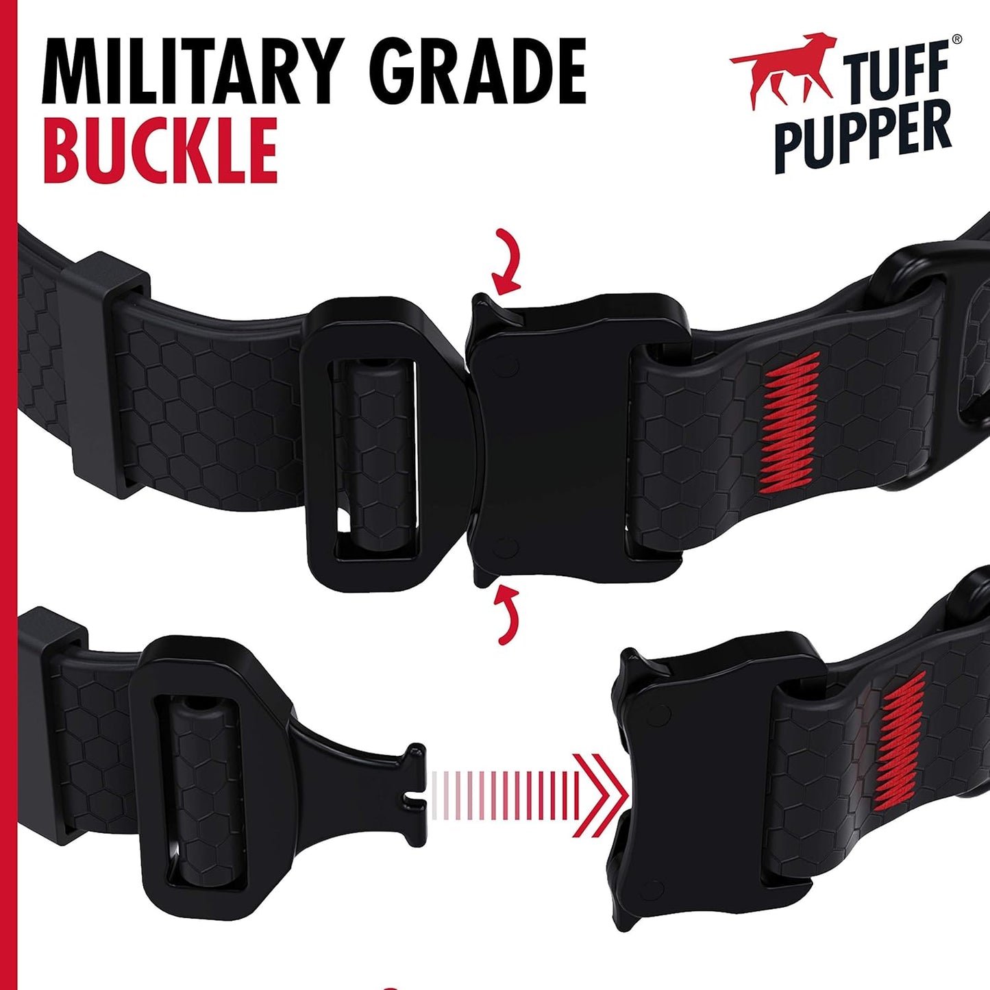 Tuff Pupper Waterproof Action Collar for Dogs | Heavy Duty Water Proof Dog Collar | Tear Proof & Odor Free | Rust-Proof Metal Hardware | Tactical Quick Release Buckle | for Adventurous, Active Dogs