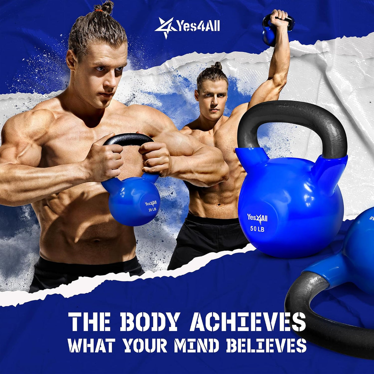 Yes4All Vinyl Coated Kettlebells for Weightlifting & Strength Training