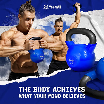 Yes4All Vinyl Coated Kettlebells for Weightlifting & Strength Training