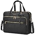 RAINSMORE Laptop Bag For Women 15.6 Inch Work Teacher Tote Bag Waterproof Nurse Bag Large Handbag Shoulder Travel Computer Messenger Bag Briefcase,Black - PuriLite