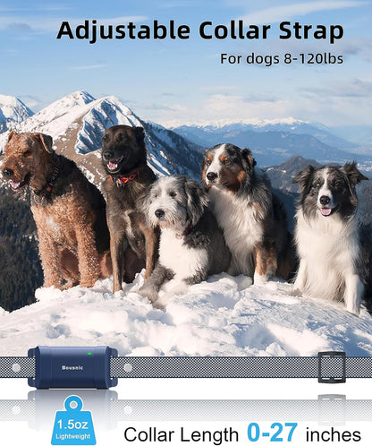 Bousnic Dog Shock Collar with Remote - [New Edition] 4000FT Dog Training Collar for Large Medium Small Dogs (8-120lbs) Waterproof Rechargeable E Collar with Beep, Vibration, Safe Shock (Bright Blue)