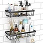MOFOROCO 3-Pack Shower Caddy Corner Basket Shelf with Soap Holder, No Drilling Traceless Adhesive Shower Wall Shelves, Black Bathroom Shower Storage Organizer（ for 90-Degree Right-Angle Walls）