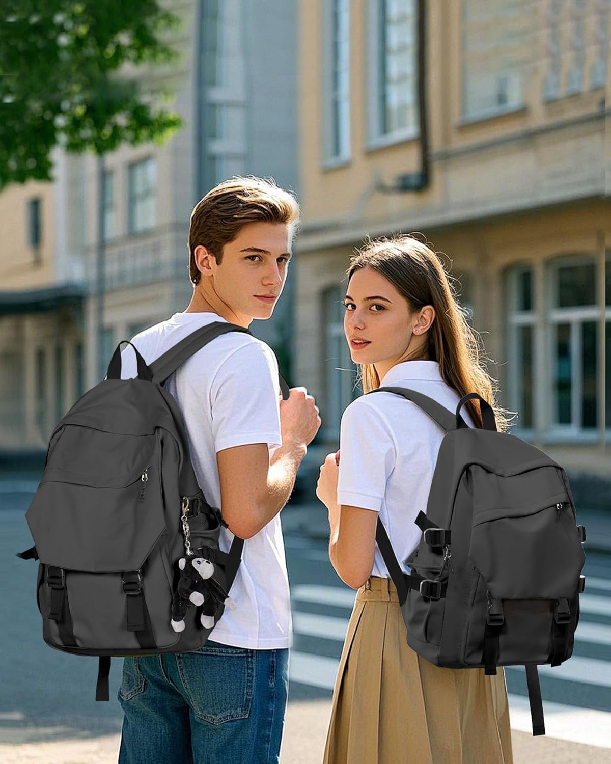 School Backpack for Women Men College High School Bags for Boys Girls Casual Daypack Laptop Backpack Waterproof Black Bookbag Travel Rucksack