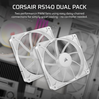 CORSAIR RS120 ARGB 120mm PWM Fan – Daisy-Chain Connection – Low-Noise – Magnetic Dome Bearing – Single Pack – White