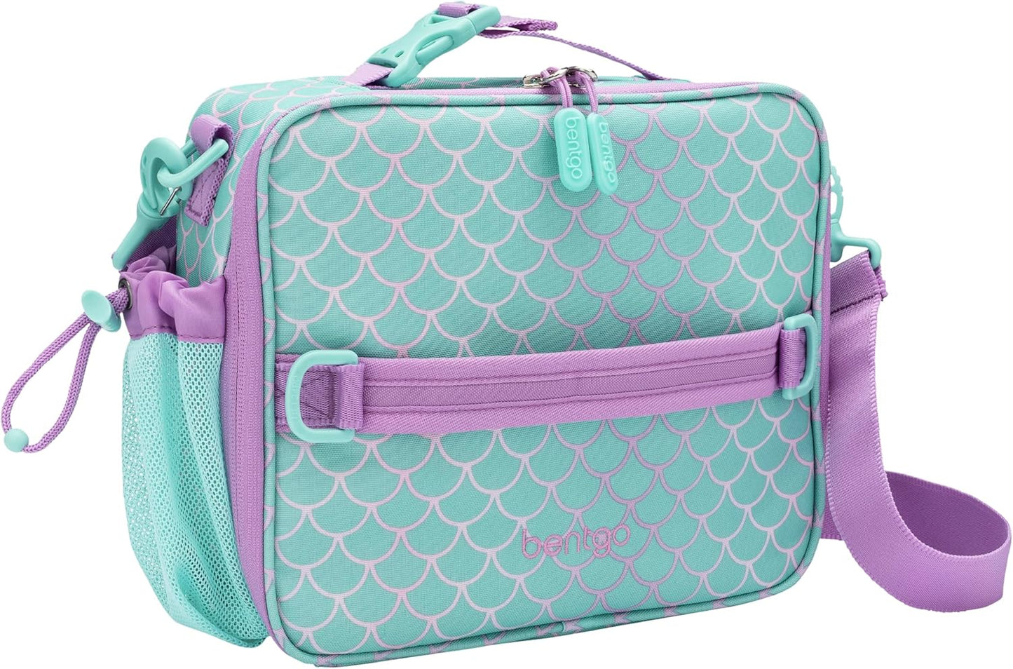 Bentgo® Kids Lunch Bag - Durable, Double Insulated, Water-Resistant Fabric, Interior & Exterior Zippered Pockets, Water Bottle Holder - Ideal for Children 3+ (Shark)