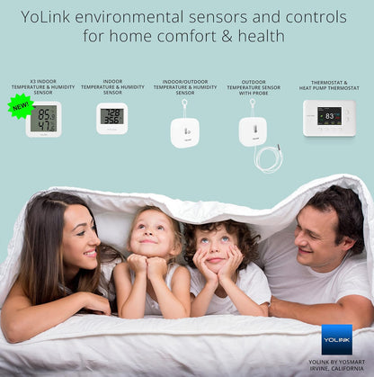 Smart Temperature Humidity Sensor Works w/ Alexa IFTTT, 1/4 Mile Super Long Range Wireless Digital Hygrometer Indoor Thermometer Humidity Meter Temperature Humidity Monitor Sensor -YoLink Hub Required