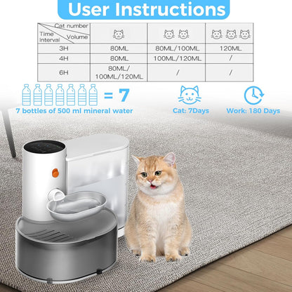 Cat Water Fountain Stainless Steel Cat Water Dispenser Wireless 3L/101oz Automatic Smart Pet Water Fountain Indoor