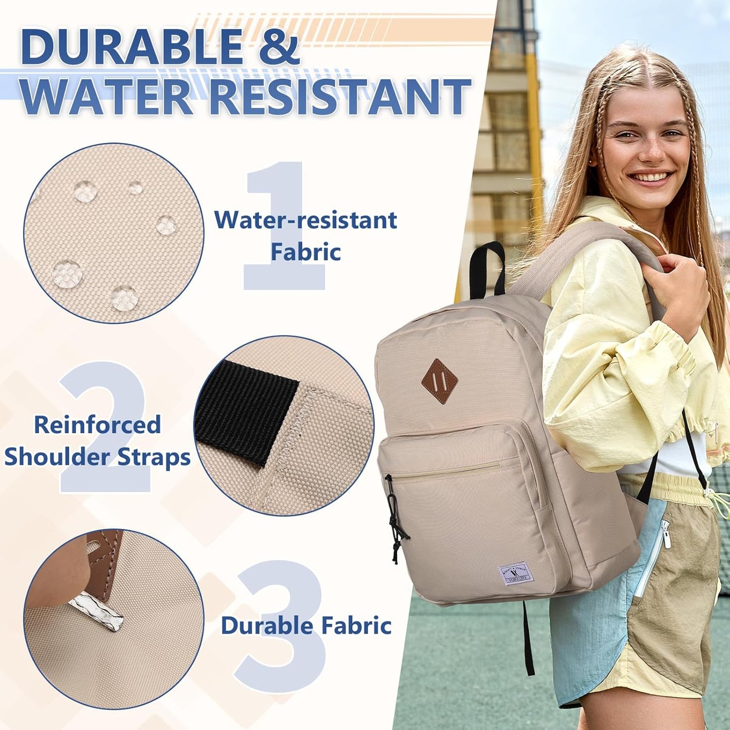 School Backpack for Kids,Lightweight Water Resistant Work Travel Backpack for Women Men Teens VONXURY