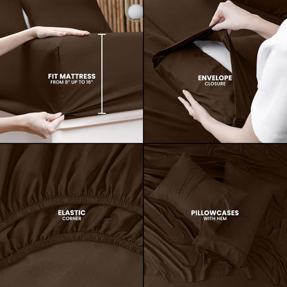 Utopia Bedding Queen Bed Sheet Set - 4 Piece Bedding - Soft Brushed Microfiber Fabric - Shrinkage & Fade Resistant - Easy Care (White)