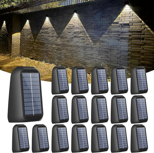 16 Pack Solar Fence Lights Outdoor 8 Colors,Bright Deck Lights Solar Outdoor Waterproof,LED Solar Lights for Backyard, Patio, Deck Railing, Step and Wall